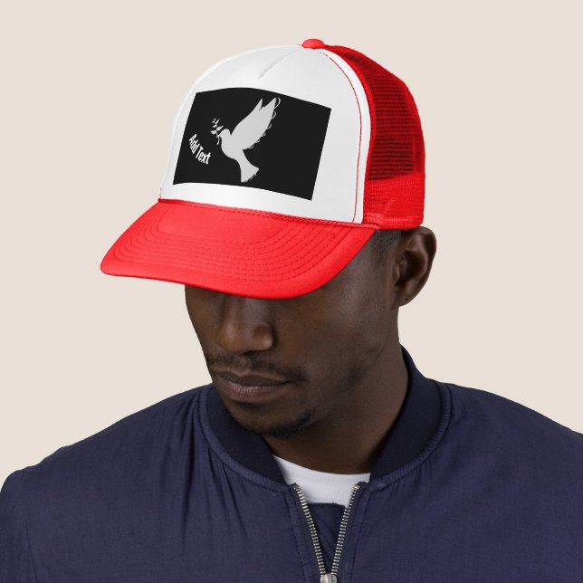 Casquette Flying Bird avec ajouter du texte blanc imprimé co (En situation)