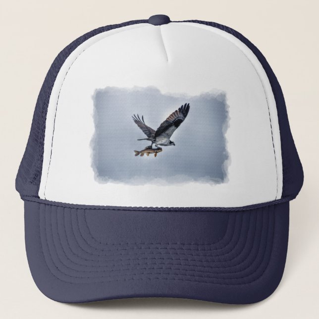 Casquette Flying Osprey with Walleye Fish HDR Photo (Devant)