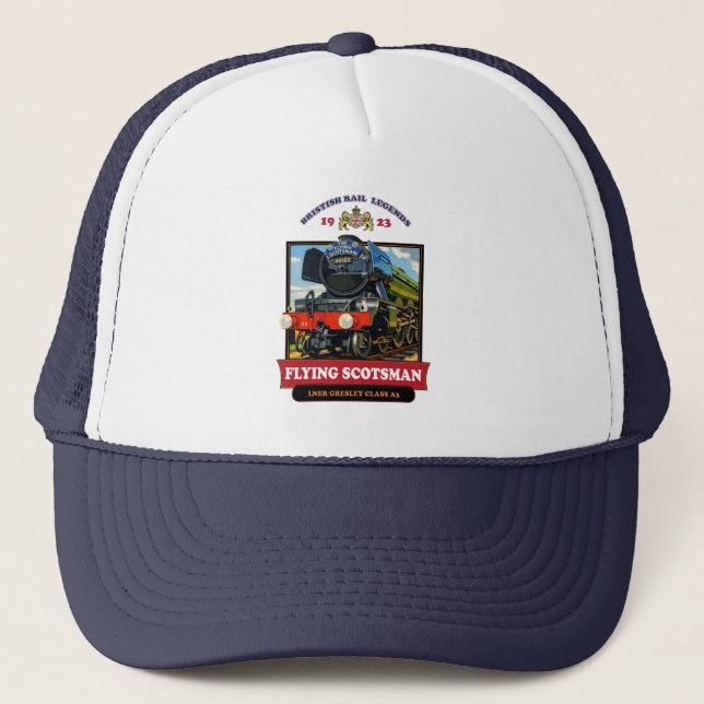 Casquette Flying Scotsman 4472 Steam Locomotive Retro Poster (Devant)