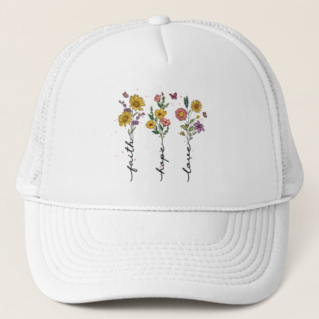 Casquette Foi, Espoir, Amour - Floral Inspirationnel (Devant)