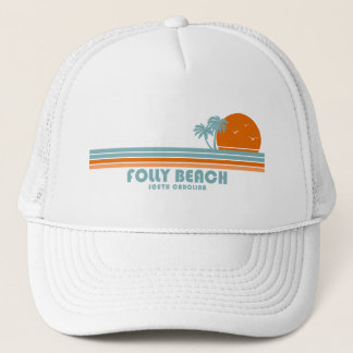 Casquette Folly Beach Caroline du Sud Sun Palm Trees