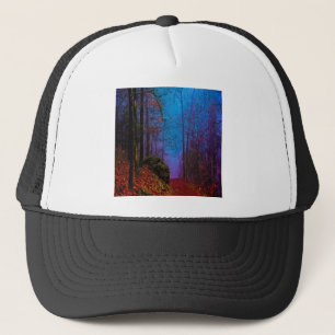 Casquette Forêt peinte automne pourpre brouillard