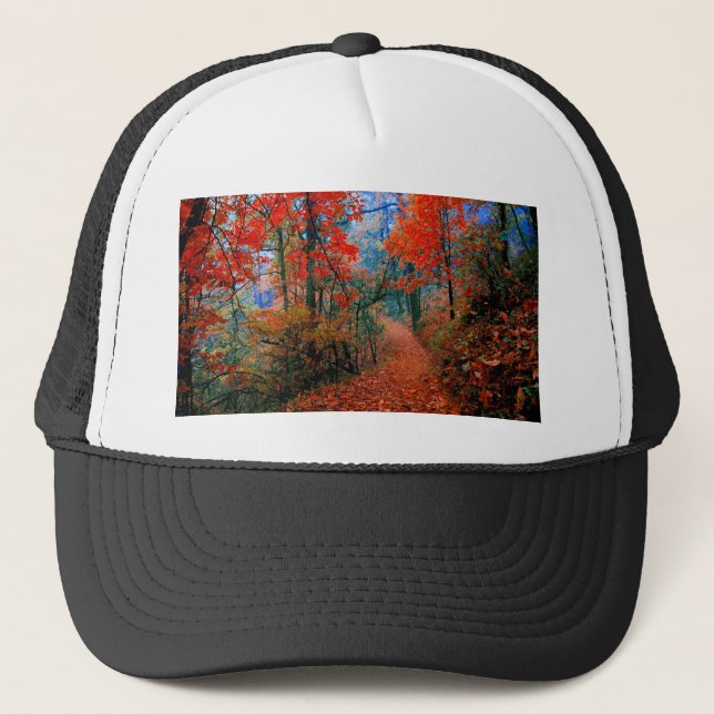Casquette Forêt peinte Flamme d'automne Cadeaux d'aquarelle (Devant)