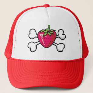 Casquette fraise Crâne et os croisés