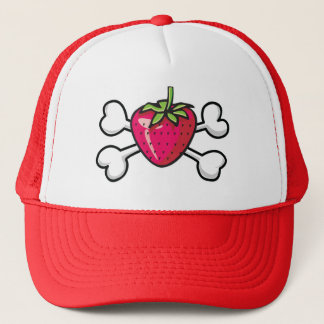 Casquette fraise Crâne et os croisés