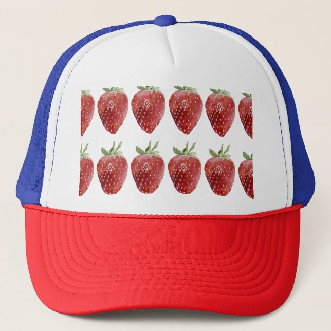 Casquette Fraises d'aquarelle : motif transparent (Devant)