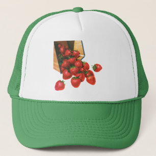 Casquette Fraises vintage dans un panier, Aliments Fruits Ba