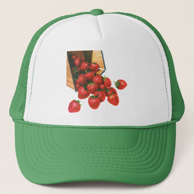 Casquette Fraises vintages en Panier, Fruits alimentaires (Devant)