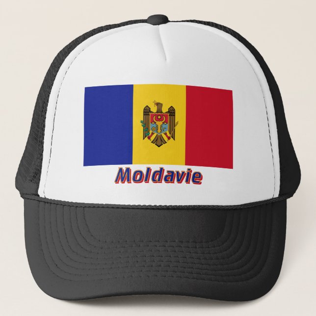 Casquette Français de Drapeau Moldavie avec le nom en (Devant)