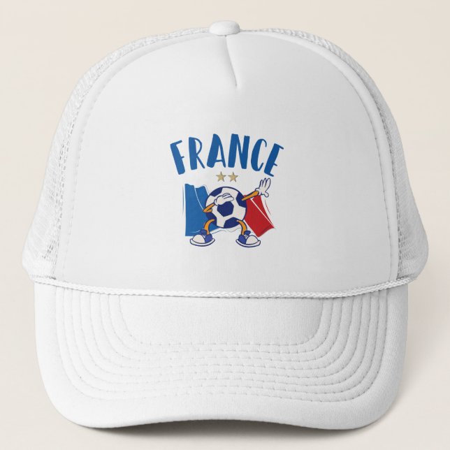 Casquette France Dabbing Soccer Ball Drapeau 2 étoiles (Devant)