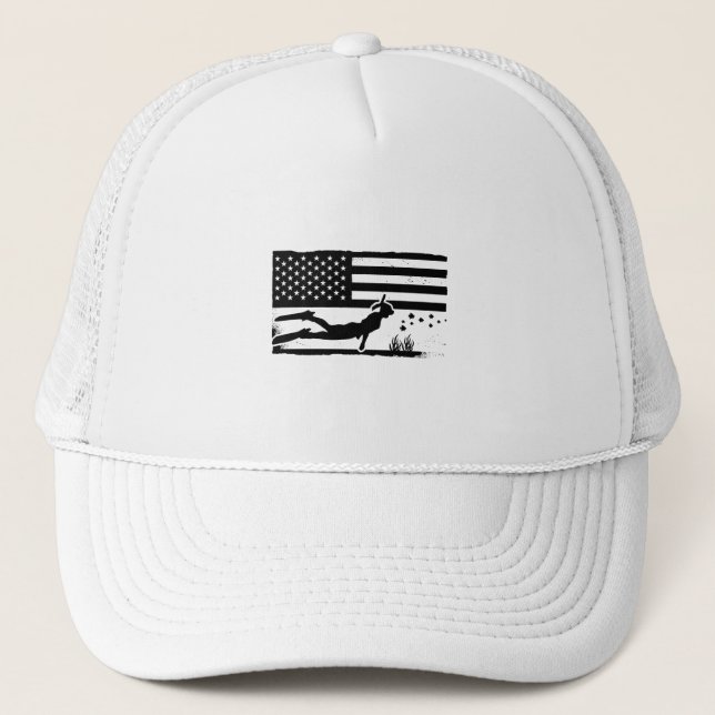 Casquette Freediving American Flag Diving Freediver Apnoe (Devant)