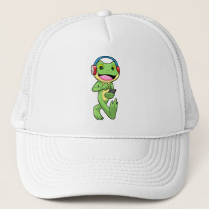 Casquette Frog à la musique avec casque
