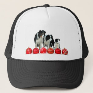 Casquette Frontière Chiens de Collie avec des ornements roug