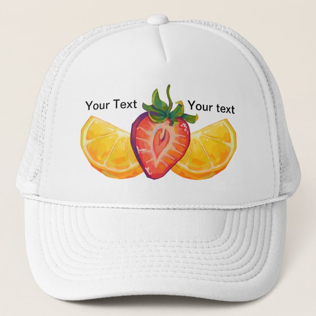 Casquette Fruit, Fraise, orange (Devant)
