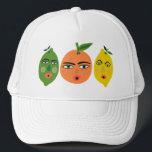 Casquette Fruits d'agrumes amusants Citron Lime Orange<br><div class="desc">Commencez la fête avec ce chapeau de camionneur amusant avec un motif de fruits. L'aquarelle est juste pour vous ! Consultez ma boutique pour plus de designs !</div>