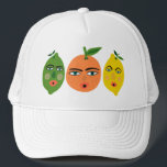 Casquette Fruits d'agrumes amusants Citron Lime Orange<br><div class="desc">Commencez la fête avec ce chapeau de camionneur amusant avec un motif de fruits. L'aquarelle est juste pour vous ! Consultez ma boutique pour plus de designs !</div>