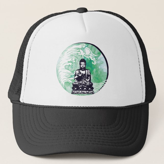 Casquette Fumée d'émeraude de vague de Bouddha d'ouragan (Devant)