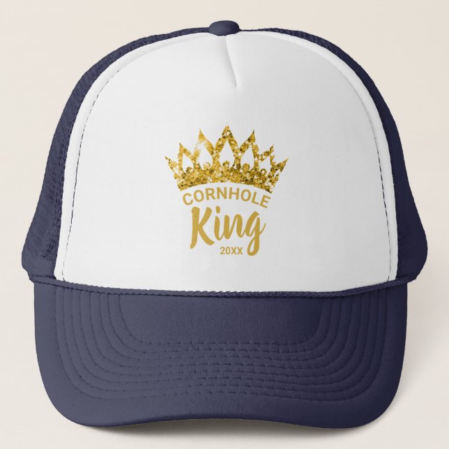Casquette Fun Cornhole King Gold Couronne Personnalisé (Devant)