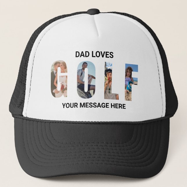 Casquette Fun Papa Golf Custom 4 Photos Message (Devant)