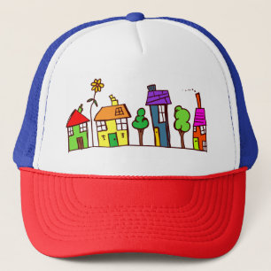 Casquette Fun Wonky Maisons Maisons Maisons Multicolor Art
