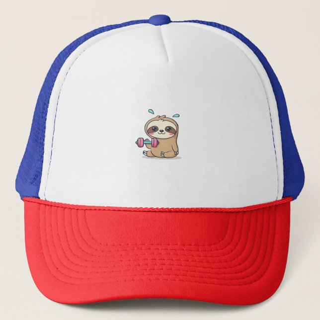 Casquette Funny Chibi Sloth Workout  Cute Kawaii Gym Cartoon (Devant)