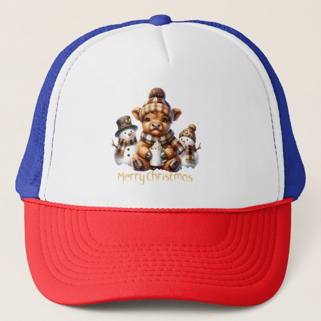 Casquette Funny Christmas Cow Trucker Hat (Devant)