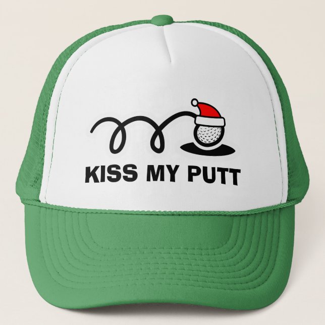 Casquette Funny Christmas golf hat | Kiss my putt (Devant)