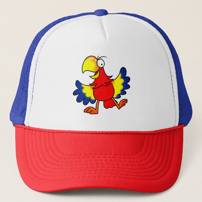 Casquette Funny Colorful Cartoon Parrot Bird (Devant)