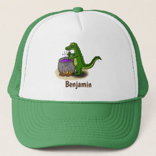 Casquette Funny green alligator cooking cartoon
