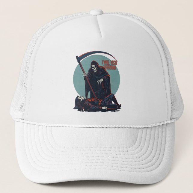 Casquette Funny Grim Reaper T-Shirt – “I Will Visit Everyone (Devant)