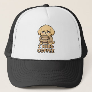 Casquette Funny Grumpy Dog I Need Coffee Hoodie - Cute Coffe