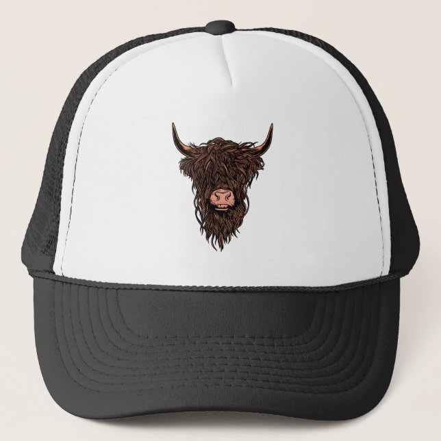 Casquette Funny Highland Cow Head (Devant)