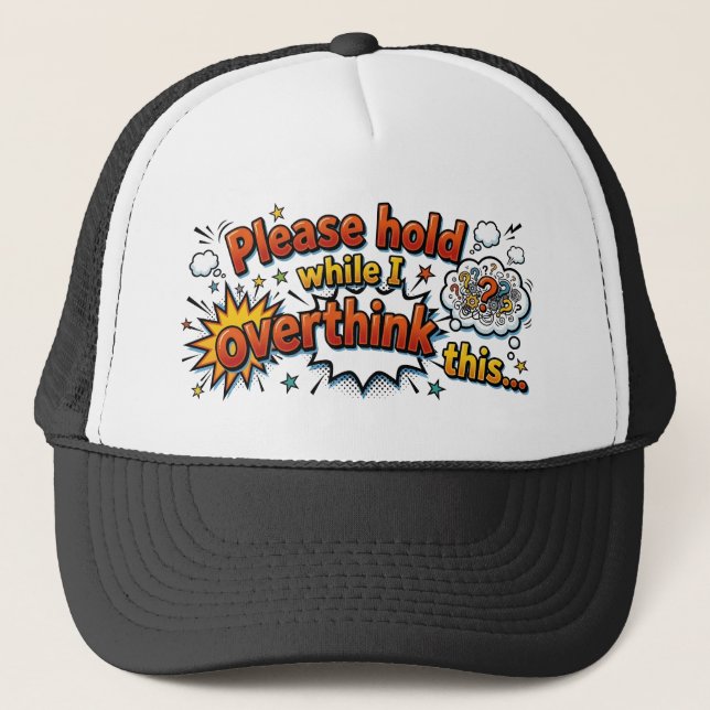 Casquette Funny Overthinker Retro Comic Style Trucker Hat (Devant)