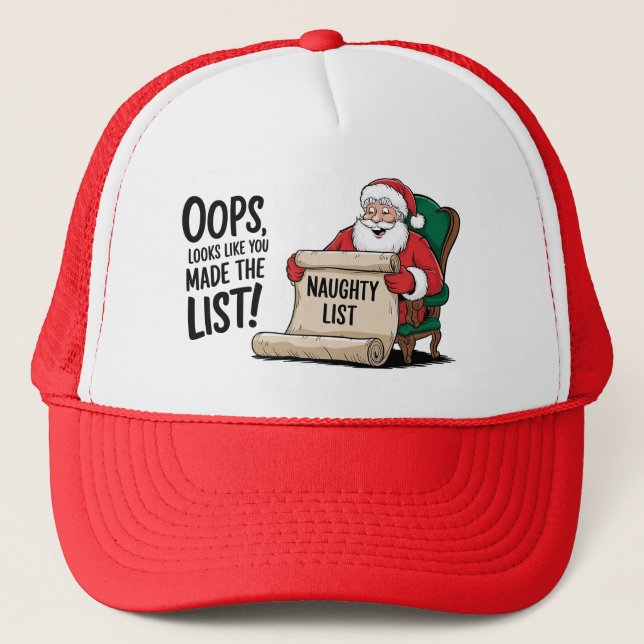 Casquette Funny Santa Claus Naughty List Design de Noël (Devant)