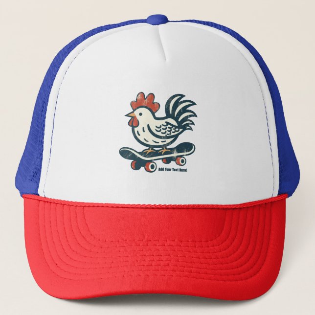 Casquette Funny Skateboard Farm poulet personnalisé (Devant)