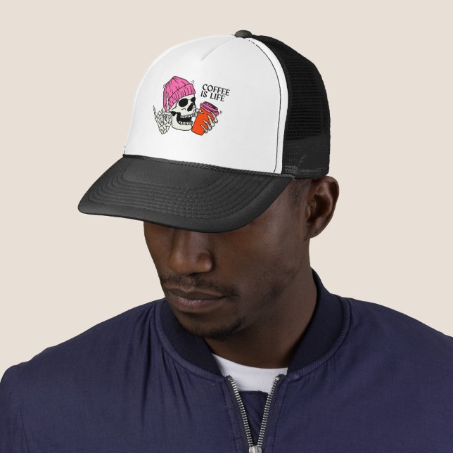 Casquette Funny Skeleton Casquette" : Café & os (En situation)