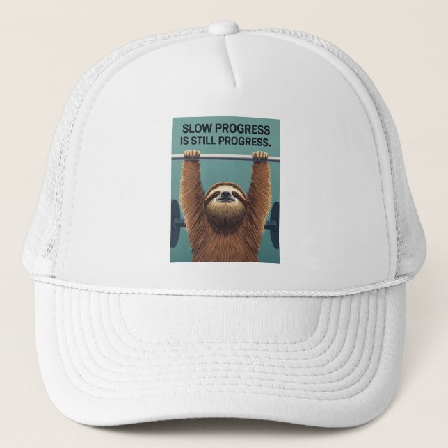 Casquette Funny Sloth Gym Motivation Poster - Slow Progress  (Devant)