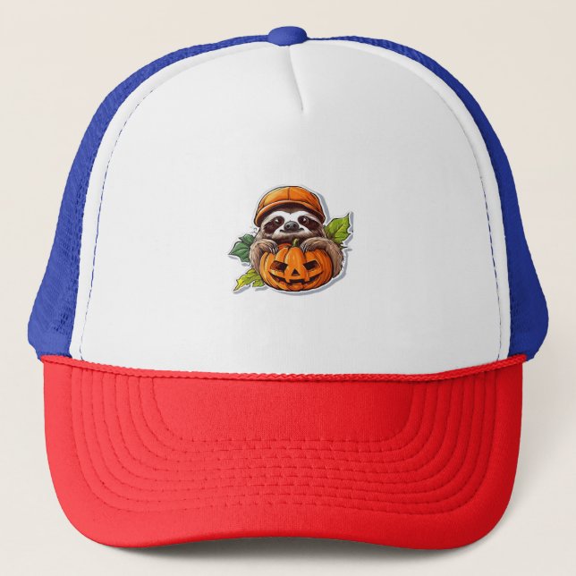 Casquette Funny Sloth mangeant Pizza, Kawaii Amoureux des an (Devant)