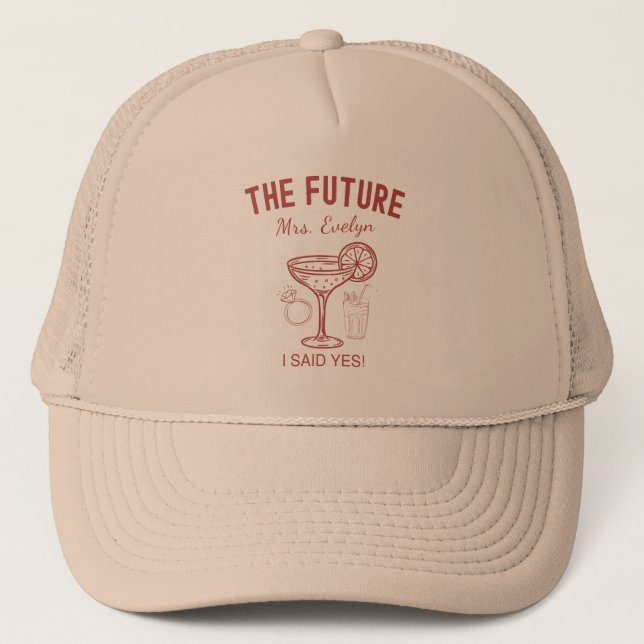 Casquette Future Mme Cadeau de Fiançailles Nom Personnalisé  (Devant)