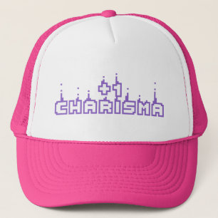 Casquette Gamer Charisma Stat mignon violet Pixel Art Slogan