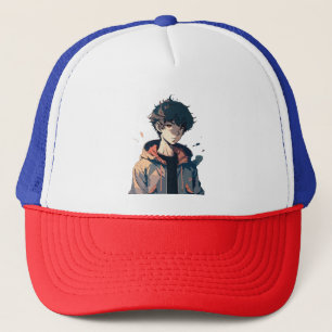 Casquette Garçon Manga Élégant en Veste Marron
