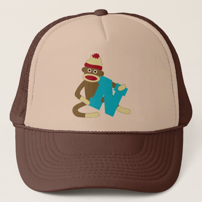 Casquette Garçon N de monogramme de singe de chaussette (Devant)