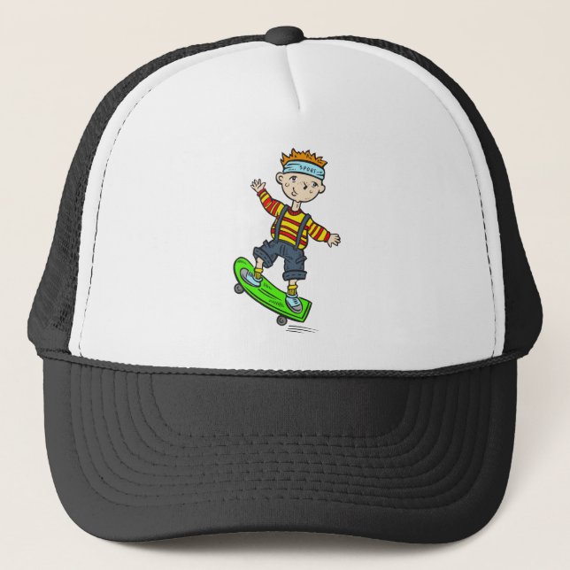 Casquette Garçon sur la planche à roulettes (Devant)
