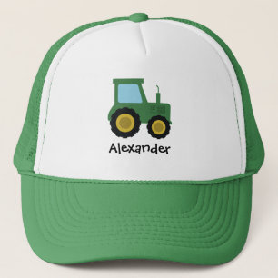 Casquette Garçon Tracteur de ferme vert mignon et nom pour e