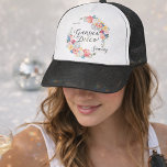 Casquette Garden Disco Bachelorette Party Monogram<br><div class="desc">This garden disco bachelorette trucker hat is designed for bachelorette parties, birthdays, bridal showers, and summer events. The design features a colorful watercolor floral wreath with subtle disco elements, combining a floral party theme with a modern disco style. Perfect for party weekends, girls’ trips, and group events, this hat adds...</div>