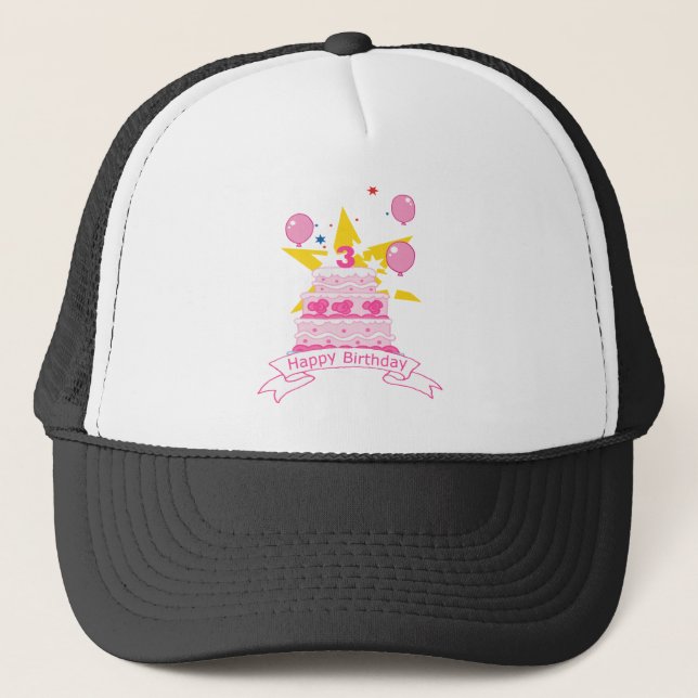 Casquette Gâteau d'anniversaire de 3 ans (Devant)