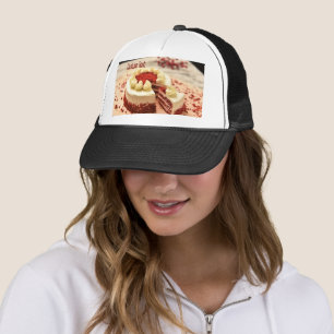 Casquette Gâteau délicieux texte personnalisé avec une tranc