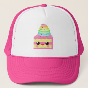 Casquette Gâteau Mignon Rose Arc-en-ciel Paillettes Dessert
