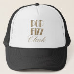 Casquette Gatsby party Gold et Black Pop Fizz Clink<br><div class="desc">Faux Gold foil Pop Fizz Clink party fournitures pour la fête de la Saint-Sylvestre de style Great Gatsby,  soirée de mariage Art déco,  1920s bachelor party favors.</div>