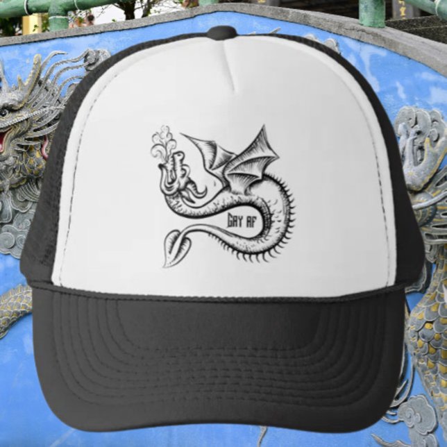 Casquette Gay AF Dragon Noir & Blanc (Créateur téléchargé)